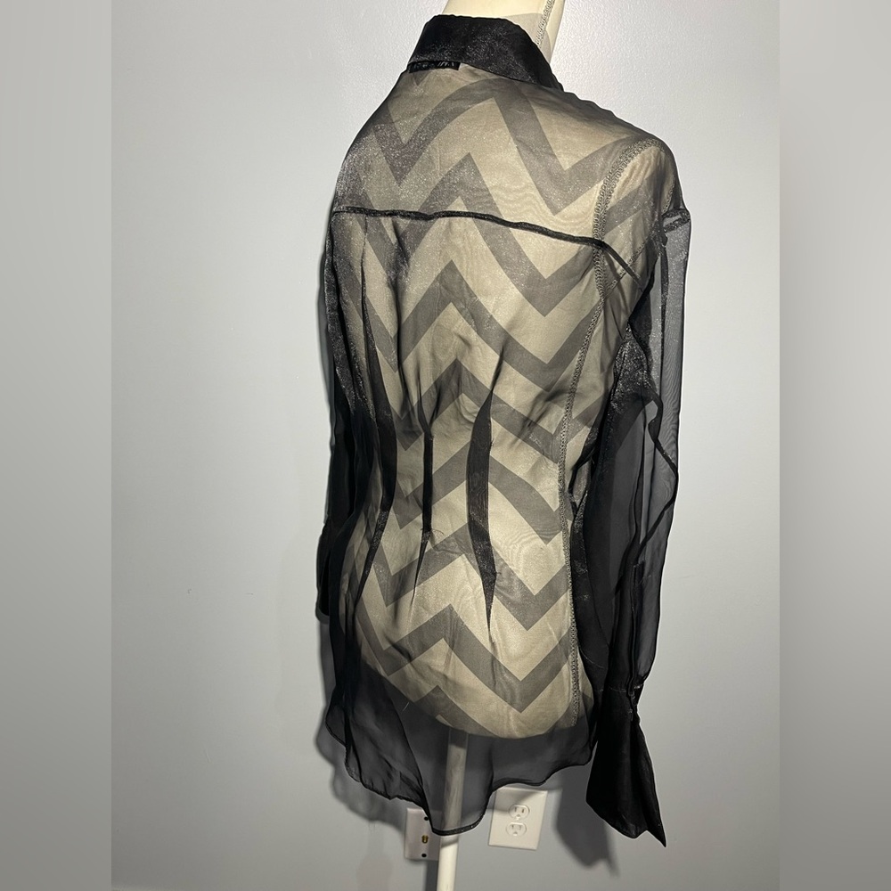 Zara Black Sheer Button Down Shirt - Picture 5 of 13